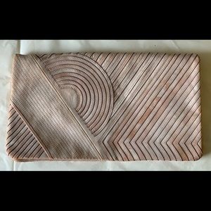 Reed Krakoff oversized dusty rose leather clutch